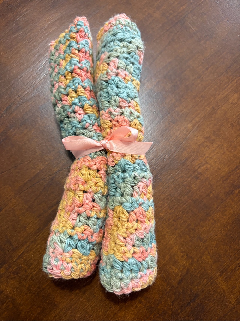 Handmade Cotton Multicolor Crochet Dishcloths set